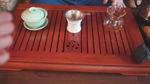 Eastern tea ceremony. Drinking Chinese tea Stock Footage 151275463