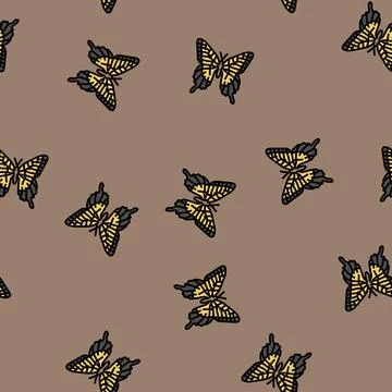 Eastern tiger swallowtail summer vector seamless pattern Stock Illustration