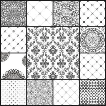 Eastern vector backgrounds seamless patterns Stock Illustration
