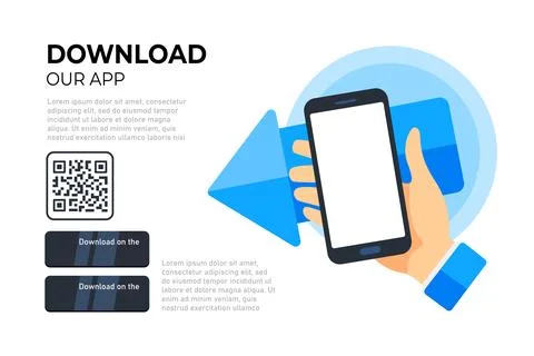 Easy Access to Technology Download Our App Promotion with QR Code and Smartphone Illustrazione stock