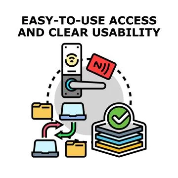 Easy access usability with secure data management system Stock Illustration