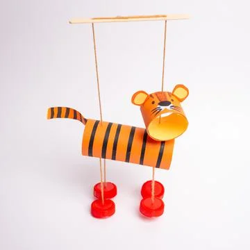 Easy activity to do, tiger toilet paper roll craft for kid and kindergarten, DIY Stock Photos