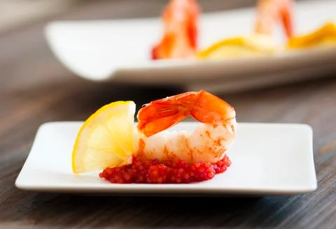 Easy appetizer with shrimp Stock Photos