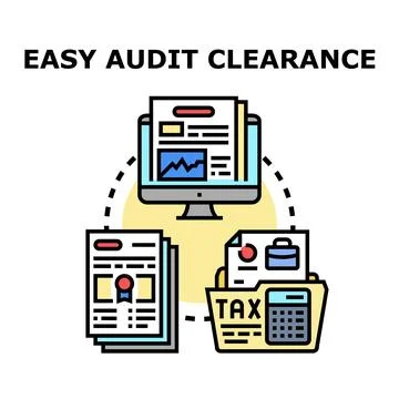 Easy audit clearance process with financial documents and data イラスト素材