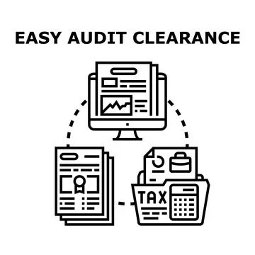 Easy audit clearance process with financial documents and data 库存插图