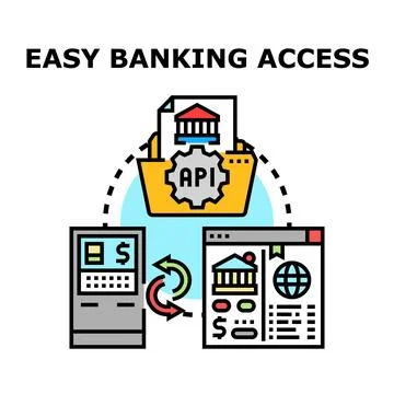 Easy banking access system with api integration Stock Illustration