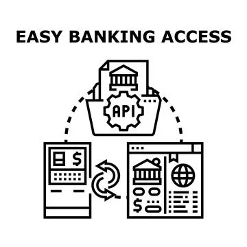 Easy banking access system with api integration Stock Illustration