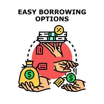 Easy borrowing options for financial transactions and credit Stock-Illustration