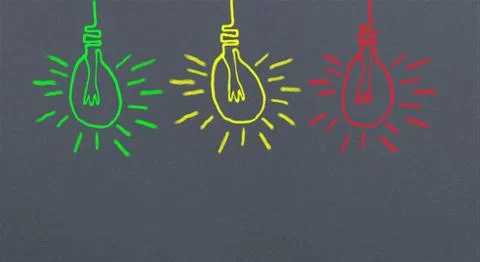 Easy brush paint on gray background. Cute light bulb idea Stock Photos