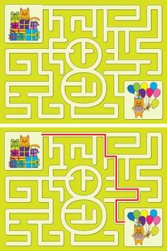 Easy cat maze - learning number 8 Illustrazione stock