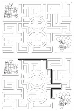 Easy cat maze - learning number 8 Illustrazione stock