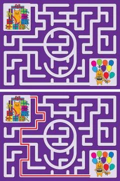 Easy cat maze - learning number 9 Illustrazione stock