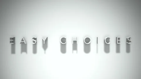 Easy choices 3D title animation white text on a white background Stock Footage 299377807