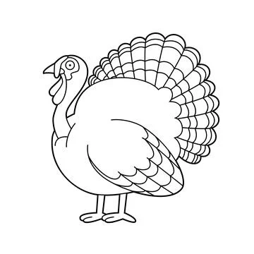 Easy coloring cartoon vector illustration of a turkey Illustrazione stock