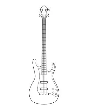 Easy coloring cartoon vector illustration of a bass isolated on white backg.. Illustrazione stock