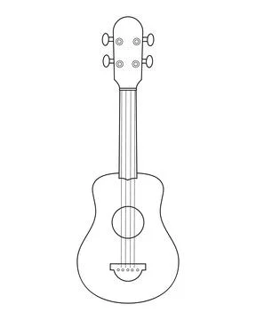 Easy coloring cartoon vector illustration of an ukulele isolated on white b.. 库存插图
