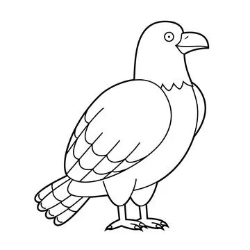 Easy coloring cartoon vector illustration of an eagle isolated on white bac.. Illustrazione stock