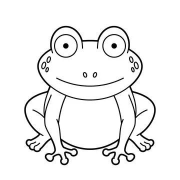 Easy coloring cartoon vector illustration of a frog isolated on white backg.. Stock Illustration