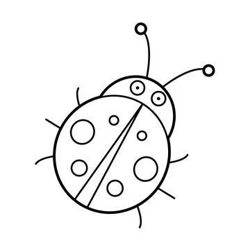 Easy coloring cartoon vector illustration of a ladybug isolated on white ba.. Stock Illustration