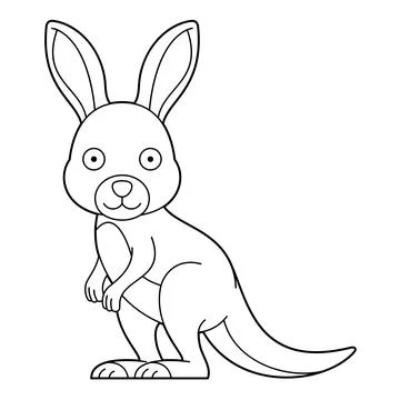 Easy coloring cartoon vector illustration of a grey kangaroo isolated on wh.. Stock Illustration