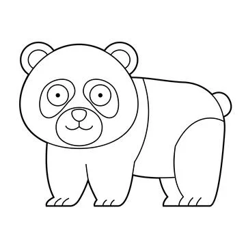 Easy coloring cartoon vector illustration of a panda bear isolated on white.. Stock Illustration