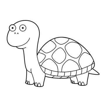 Easy coloring cartoon vector illustration of a turtle isolated on white bac.. Stock Illustration