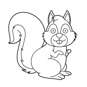Easy coloring cartoon vector illustration of a squirrel isolated on white b.. Ilustración de archivo