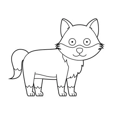 Easy coloring cartoon vector illustration of a wolf isolated on white backg.. Stock Illustration