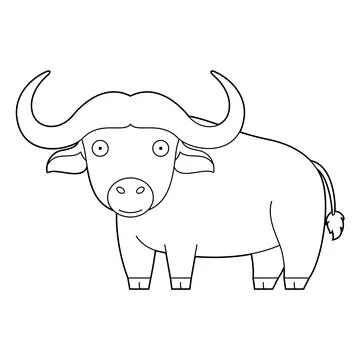 Easy coloring cartoon vector illustration of an african buffalo or Cape Buf.. Stock Illustration