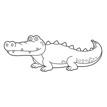 Easy coloring cartoon vector illustration of an alligator or a crocodile is.. Stock Illustration