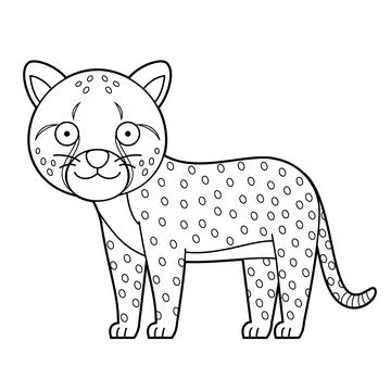 Easy coloring cartoon vector illustration of a cheetah isolated on white ba.. Stock Illustration