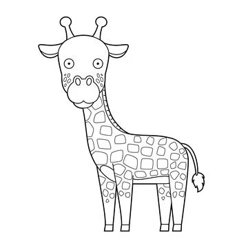 Easy coloring cartoon vector illustration of a giraffe wolf isolated on whi.. Stock Illustration