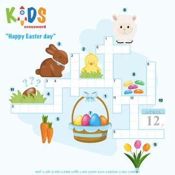 Easy crossword puzzle 'Happy Easter Day' Illustrazione stock