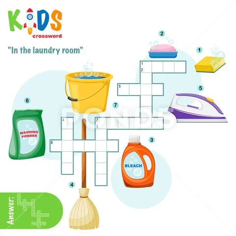 Easy crossword puzzle #39 In the laundry room #39 Illustration #131939996