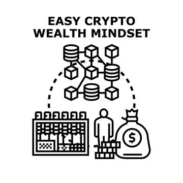 Easy crypto wealth mindset earning digital money Stock Illustration