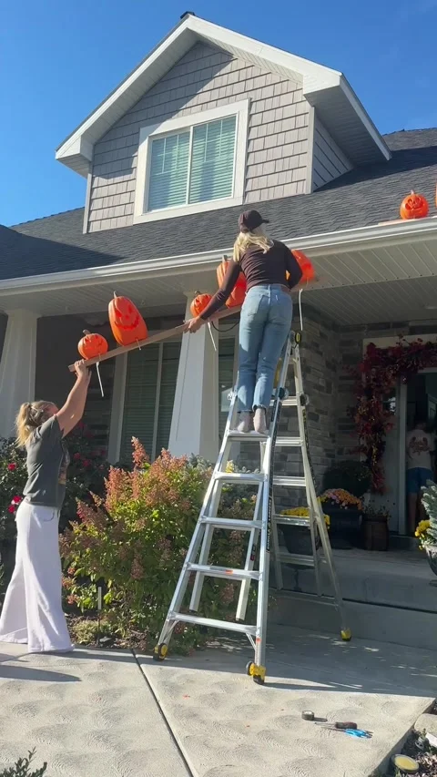 Easy DIY Halloween Rooftop Decoration, Idaho, USA - 24 Sep 2026 Stock Footage 346326227