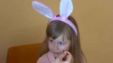 Easy Easter Bunny Face Paint Stock Footage 105014728