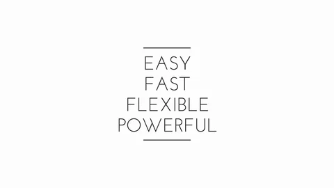 Easy Fast Flexible Powerful with animated text effect Stock Footage 121911083