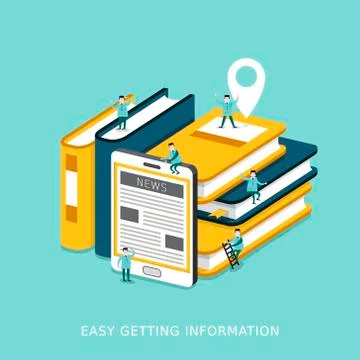 Easy getting information concept flat 3d isometric infographic Stock Illustration
