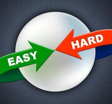 Easy hard arrows shows difficult situation and ease Stock Illustration