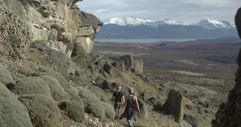 Easy hiking with sun in mountains Stock Footage 90405265