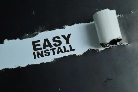 Easy install text written in torn paper. For simple setup, quick assembly Stock Photos