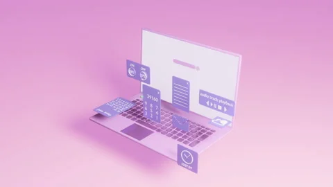 Easy laptop animation and user interface widgets Stock Footage 169611620
