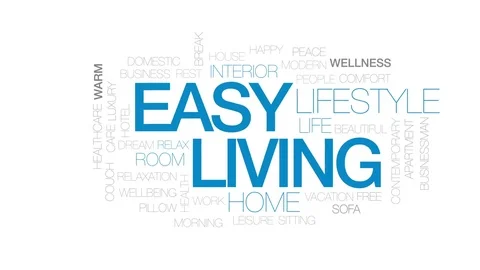 Easy living animated word cloud, text design animation. Kinetic typography. Stock Footage 80483733