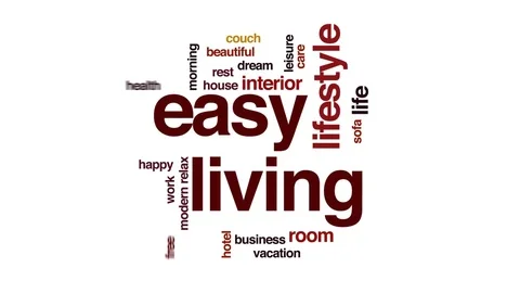 Easy living animated word cloud, text design animation. Stock Footage