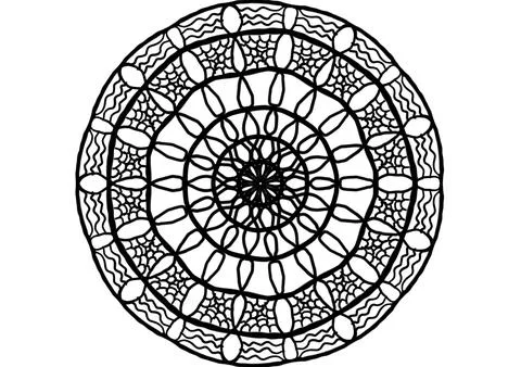Easy Mandald black lineart,basic zentangle circle. Illustrazione stock