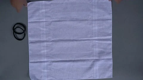 Easy mask making with a hand kerchief or a square piece of cloth 動画素材 132621441