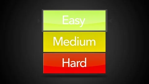 Easy Medium Hard Video Game Screen - All Buttons Hit Stock Footage 71132436