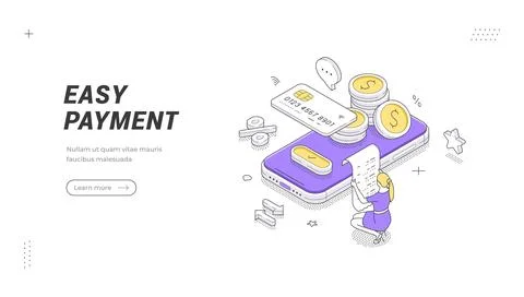 Easy Mobile Payment And Online Transaction Isometric Vector Illustration Fo.. Иллюстрация