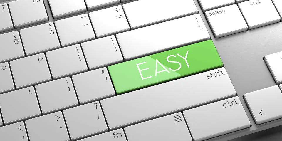 Easy - modern computer keyboard - 3D illustration Stock Illustration